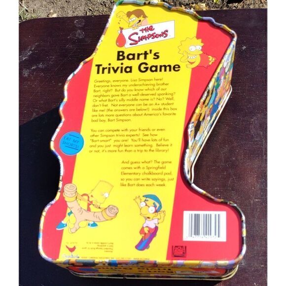 Simpsons Barts Trivia Game 2001 42972 20th Century Fox Tin Complete Game - Picture 5 of 8
